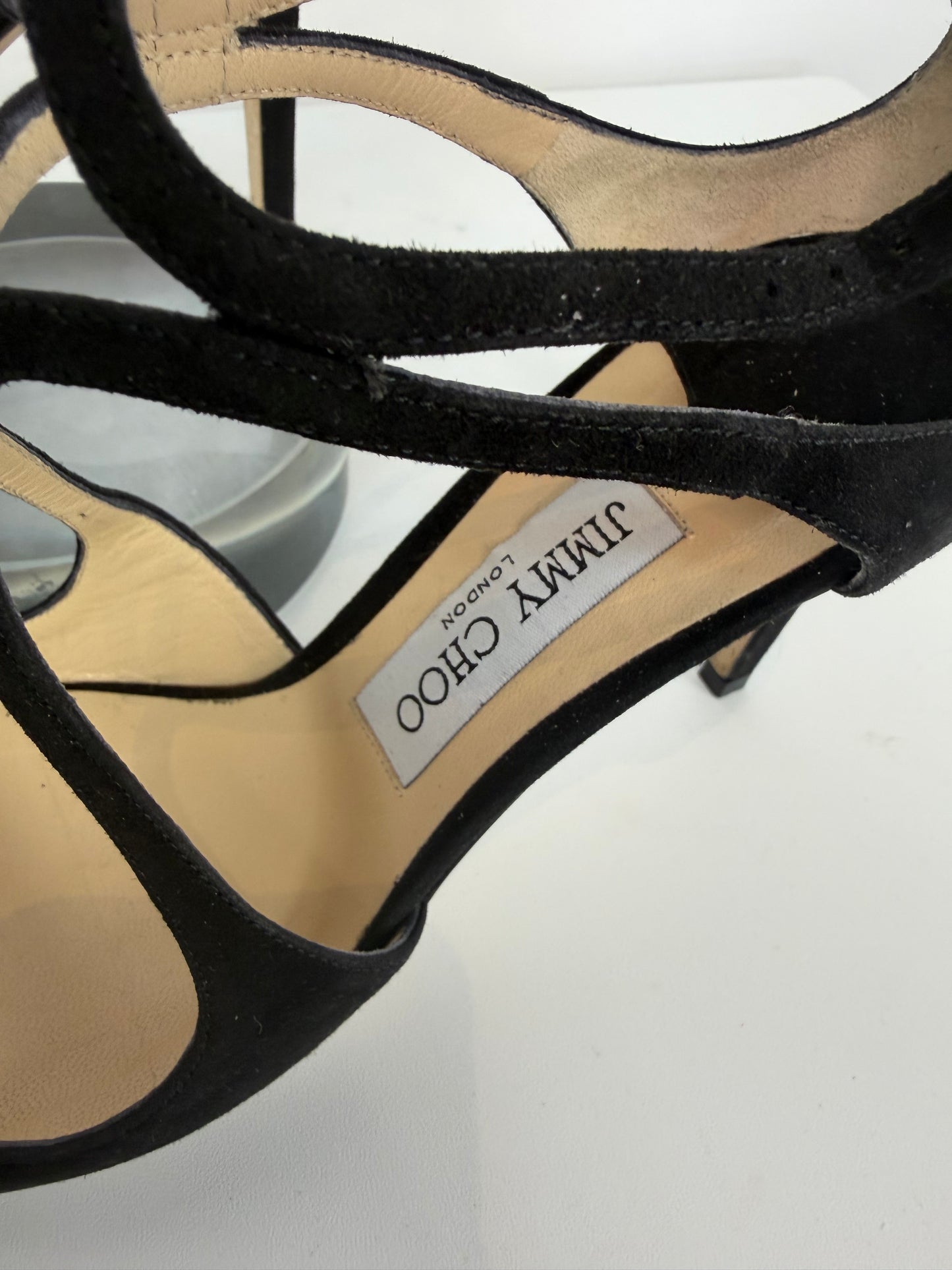 Jimmy Choo Black Suede Lancer Caged 100MM Pumps