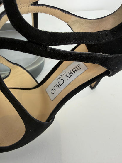 Jimmy Choo Black Suede Lancer Caged 100MM Pumps