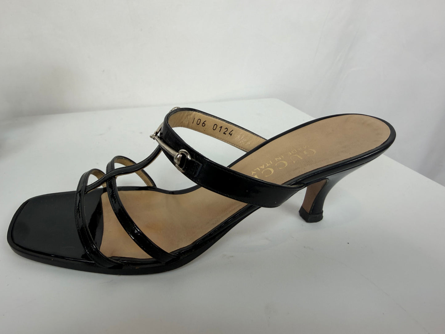 Chanel Black Patent Leather Espadrille Slides