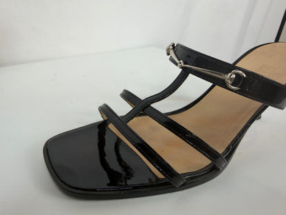Chanel Black Patent Leather Espadrille Slides