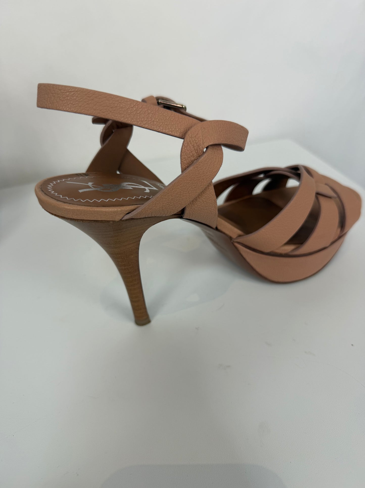 Saint Laurent Matte Leather Nude Tribute Platform Heels