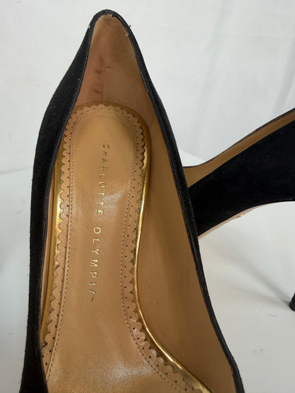 Charlotte Olympia Black Suede Debbie Platform Heels