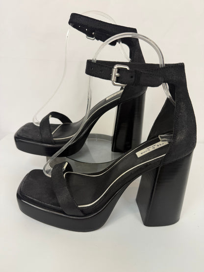 Rag & Bone Black Platform Block Heels w/ Ankle & Toe Straps