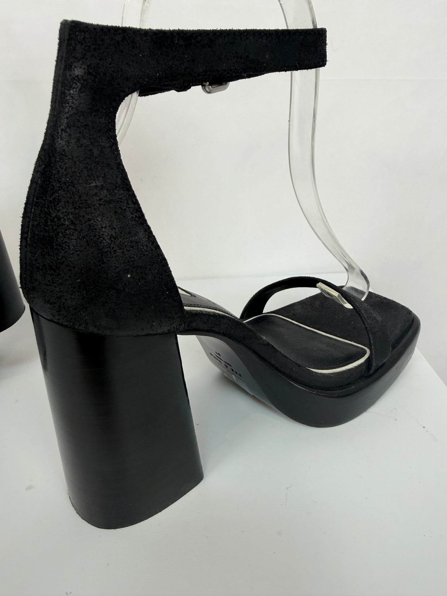 Rag & Bone Black Platform Block Heels w/ Ankle & Toe Straps