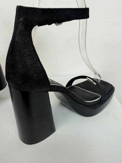 Rag & Bone Black Platform Block Heels w/ Ankle & Toe Straps
