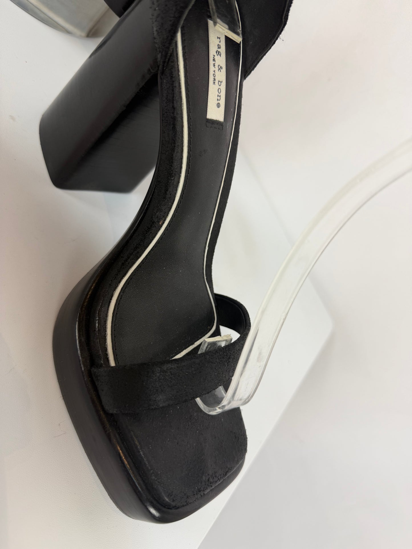 Rag & Bone Black Platform Block Heels w/ Ankle & Toe Straps
