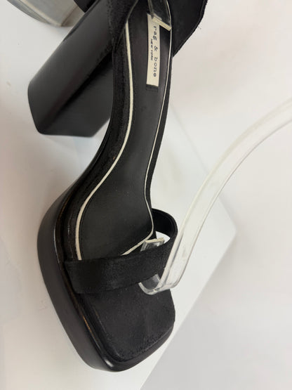 Rag & Bone Black Platform Block Heels w/ Ankle & Toe Straps