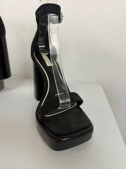 Rag & Bone Black Platform Block Heels w/ Ankle & Toe Straps