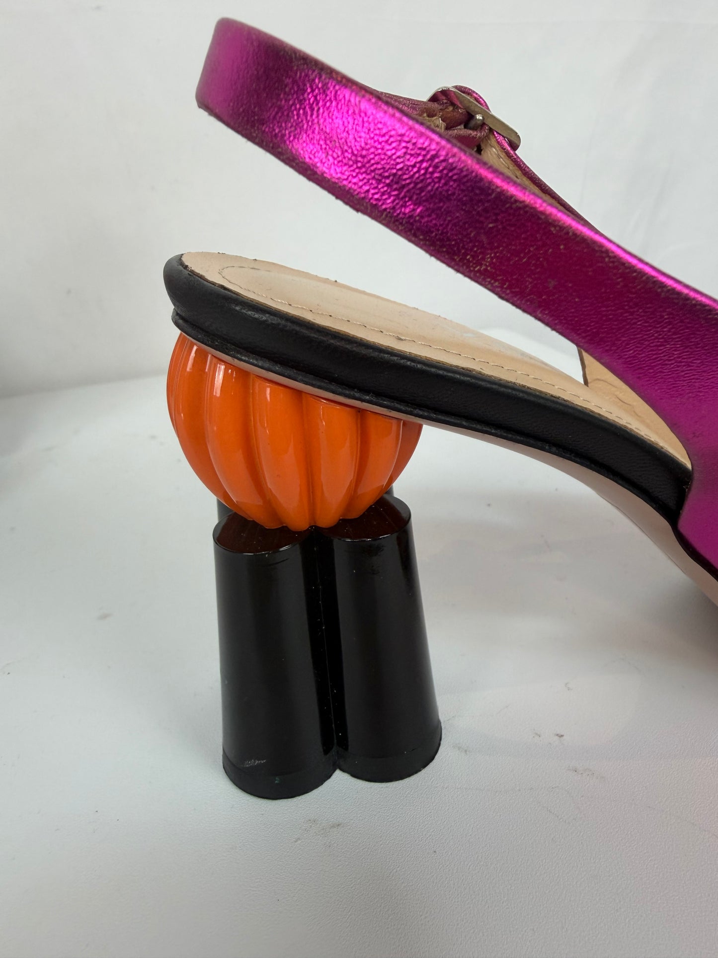 Vinci Leather Colorblock "The Rize" Multicolor Pumpkin Heel