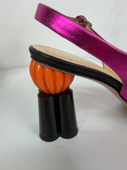 Vinci Leather Colorblock "The Rize" Multicolor Pumpkin Heel