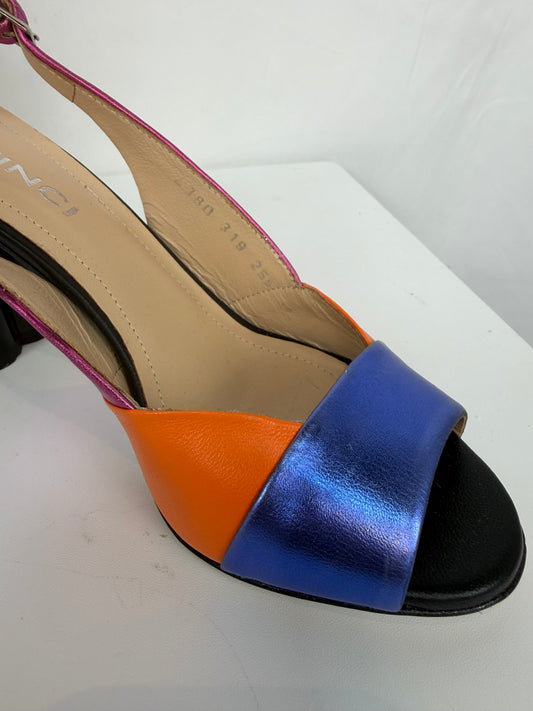 Vinci Leather Colorblock "The Rize" Multicolor Pumpkin Heel