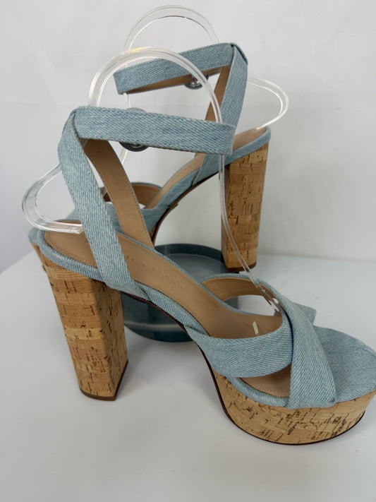 Veronica Beard Denim Platform Block Cork Heels