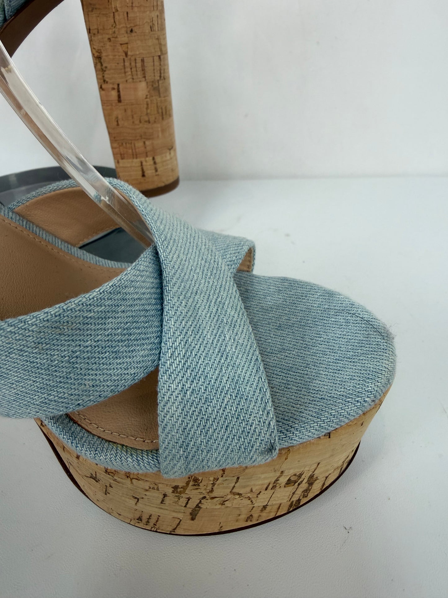 Veronica Beard Denim Platform Block Cork Heels