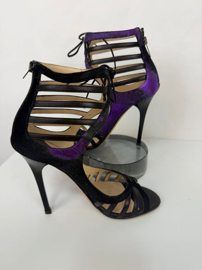 Jimmy Choo Black & Purple Metallic "Darcy" Heeled Sandals