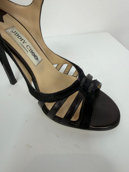 Jimmy Choo Black & Purple Metallic "Darcy" Heeled Sandals