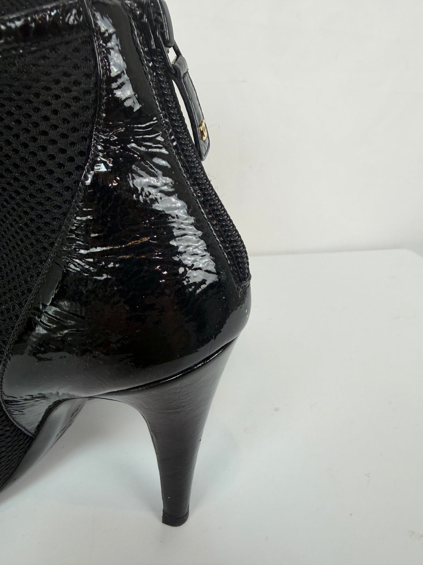 Chanel Black Patent Leather Booties w/ Gold Toe