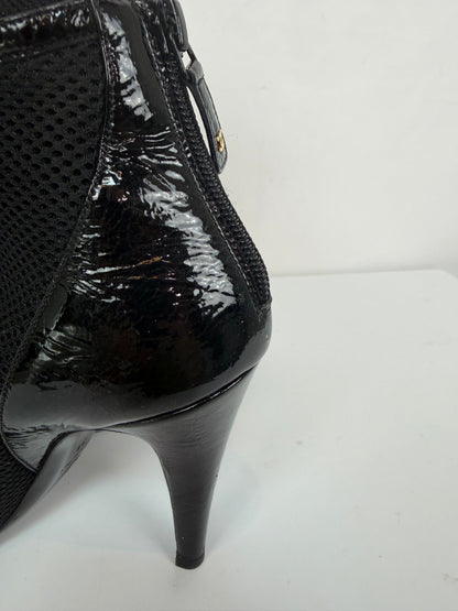 Chanel Black Patent Leather Booties w/ Gold Toe