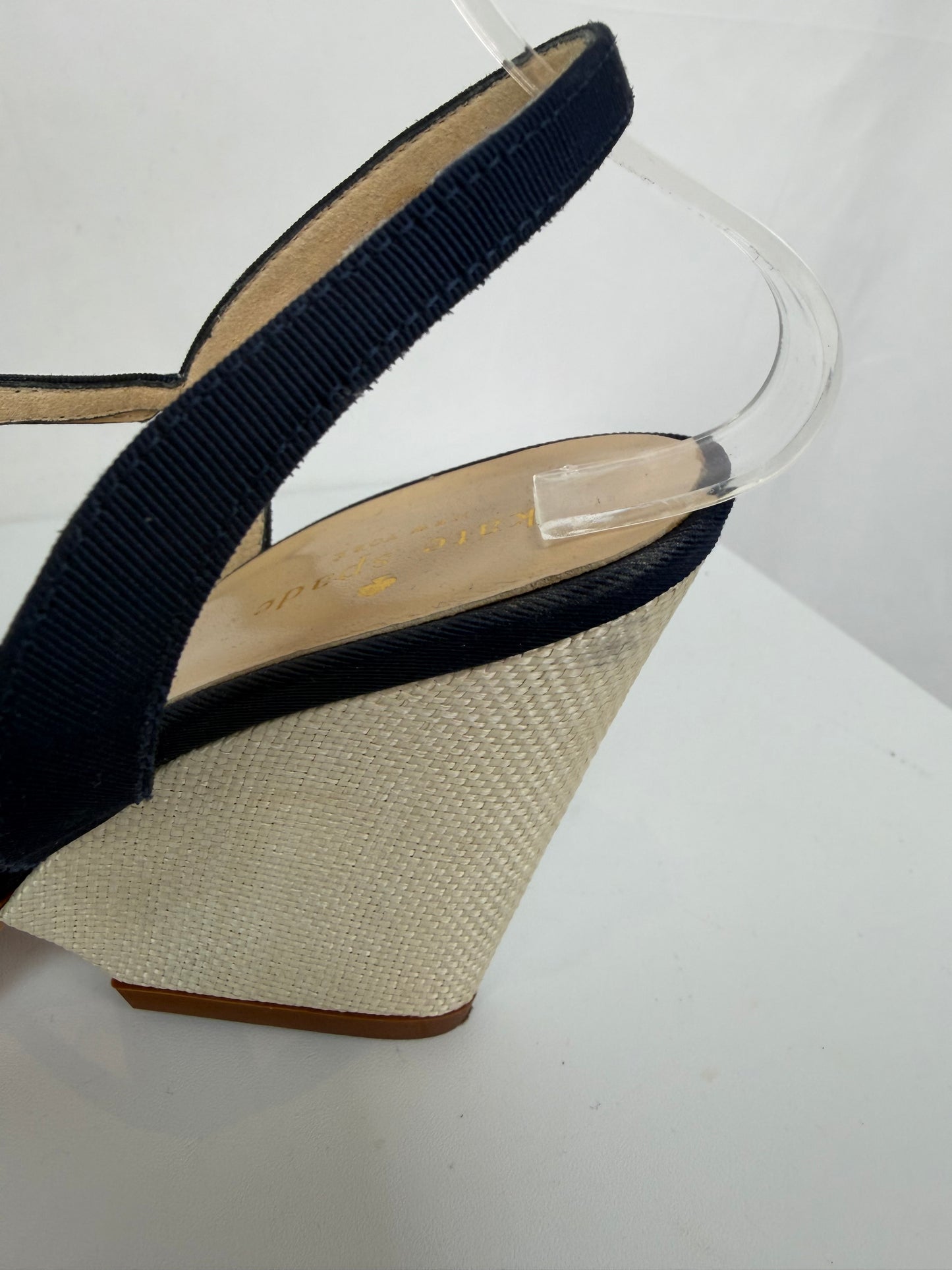 Kate Spade Navy Bow Tie Ankle Strap Heeled Sandals