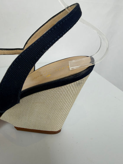 Kate Spade Navy Bow Tie Ankle Strap Heeled Sandals