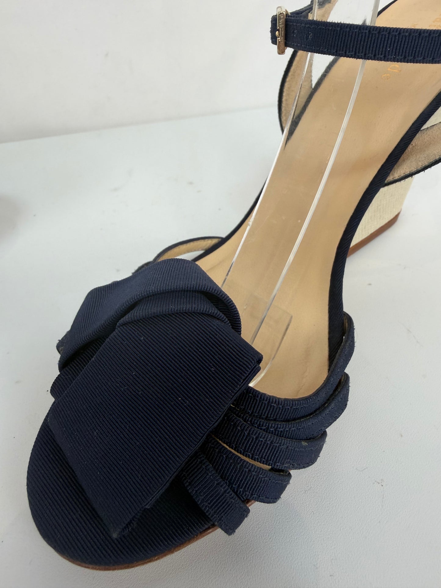 Kate Spade Navy Bow Tie Ankle Strap Heeled Sandals
