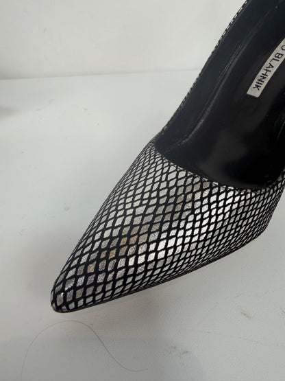 Manolo Blahnik Suede Black & Silver Snakeskin Pointed Toe Pumps