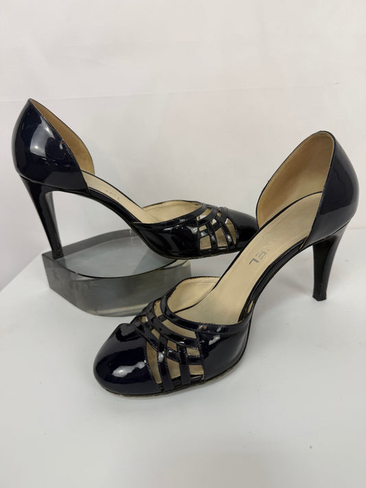 Chanel Navy Patent Leather 2013 Interlocking CC D'Orsay Pumps