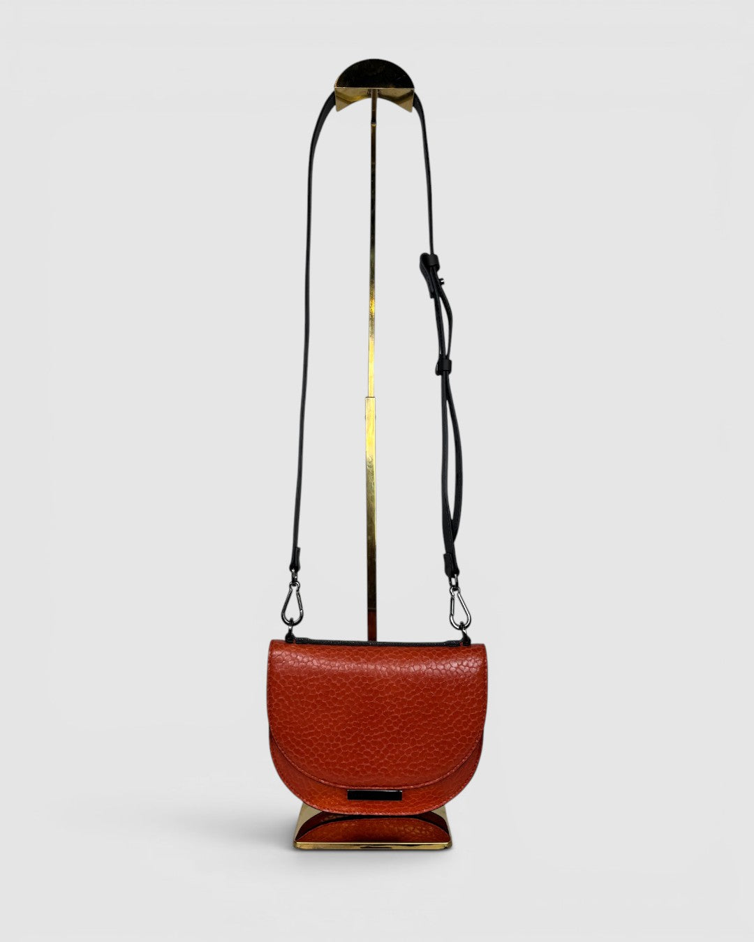 Brunello Cucinelli Orange Textured Leather Flap Crossbody Bag