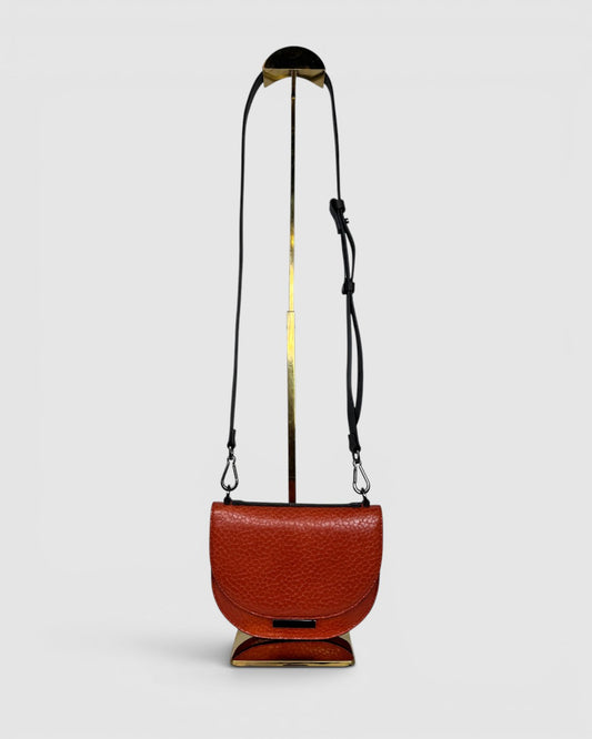 Brunello Cucinelli Orange Textured Leather Flap Crossbody Bag