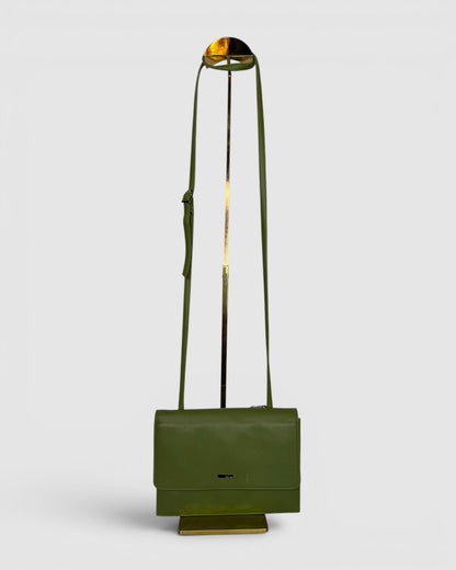 Furla Leather Sage Green Flap Over Bag w Wallet Crossbody Bag