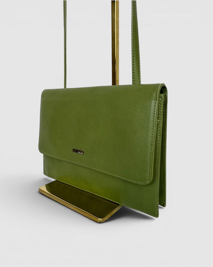 Furla Leather Sage Green Flap Over Bag w Wallet Crossbody Bag