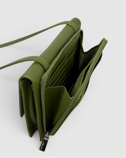 Furla Leather Sage Green Flap Over Bag w Wallet Crossbody Bag