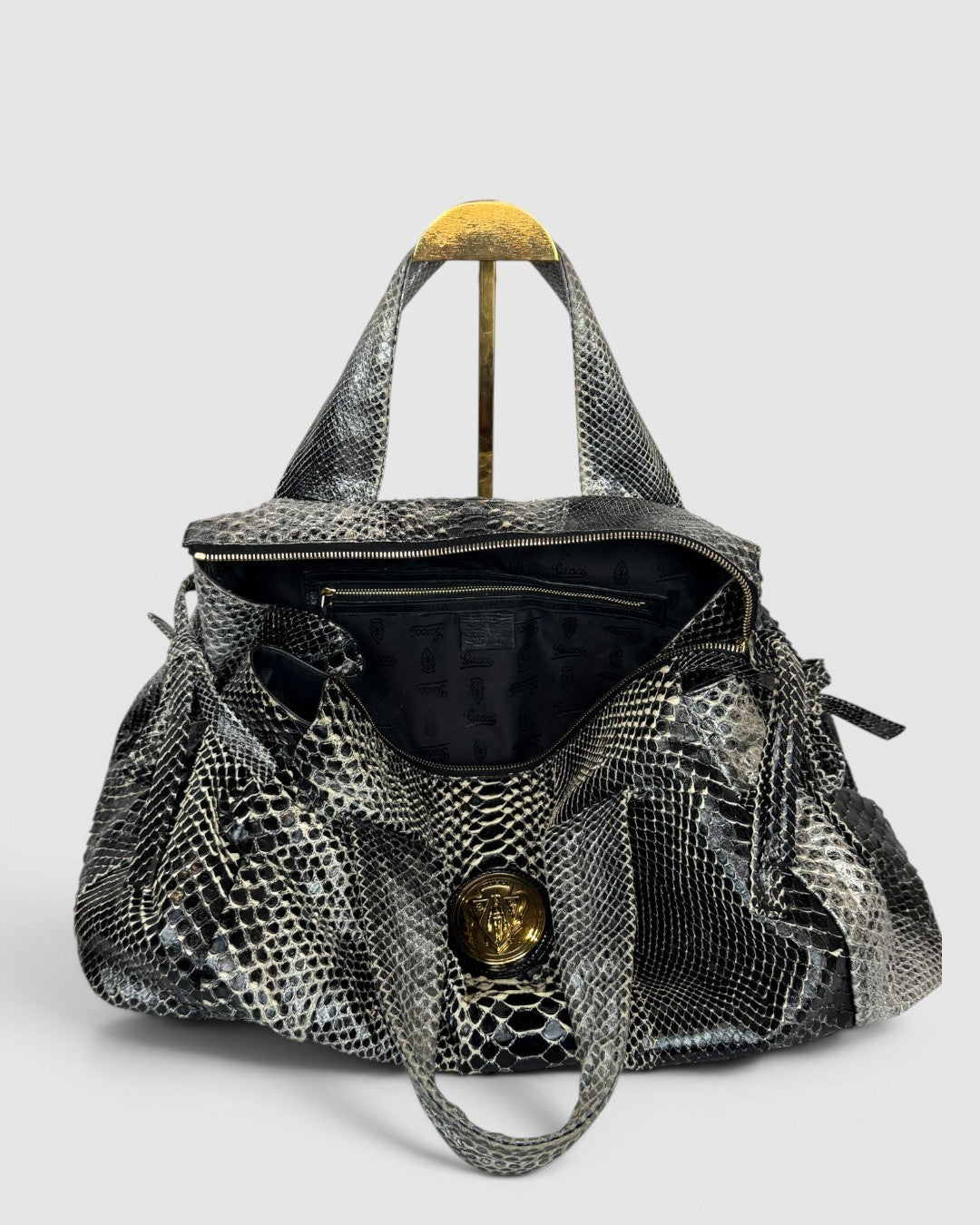 Gucci Black Python Large Hysteria Tote Bag