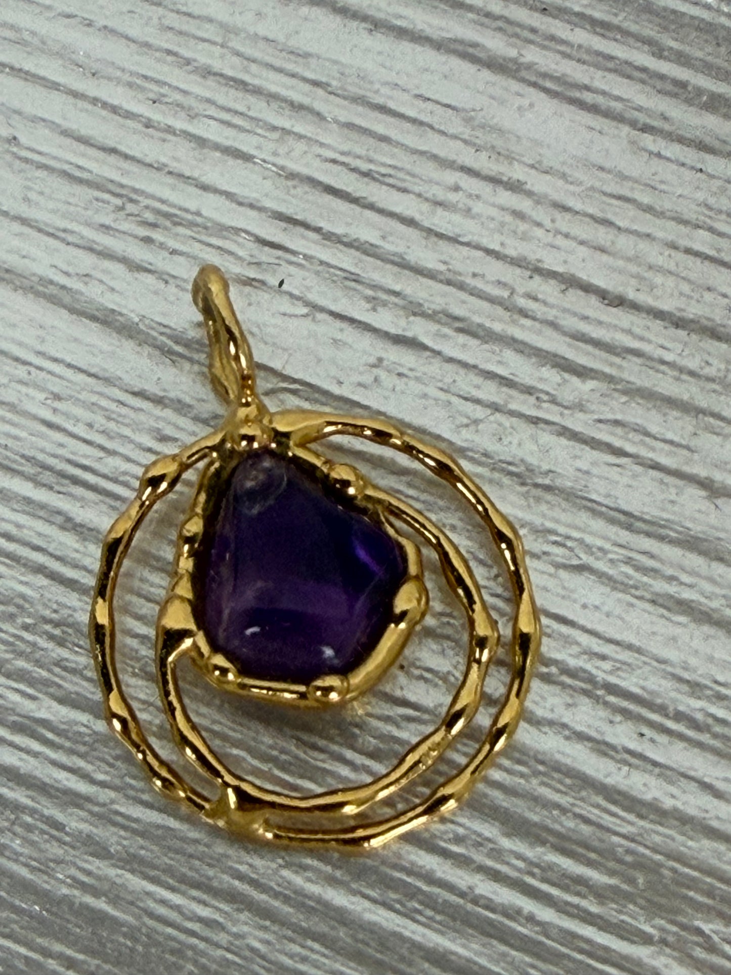 Amethyst & Gold Circle Pendant