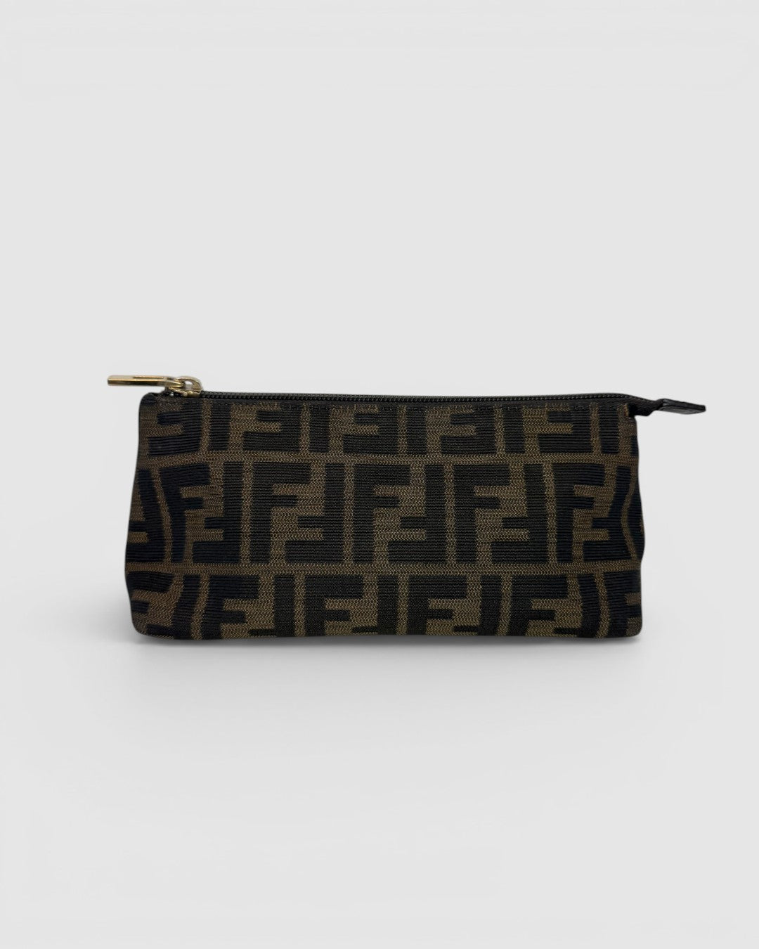 Fendi Brown Zuko Cosmetic Zipper Bag