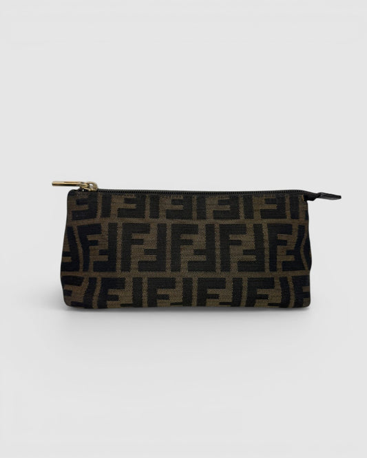 Fendi Brown Zuko Cosmetic Zipper Bag
