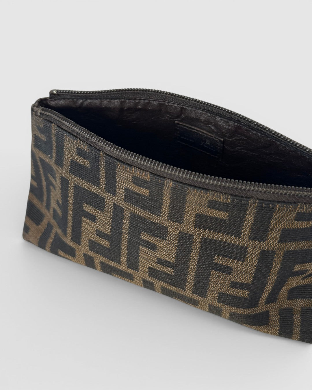 Fendi Brown Zuko Cosmetic Zipper Bag