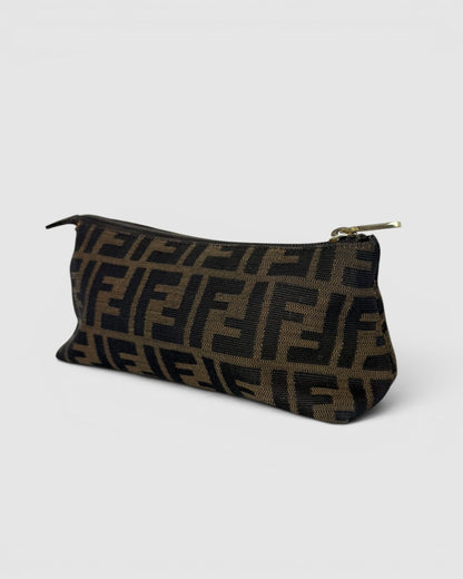 Fendi Brown Zuko Cosmetic Zipper Bag