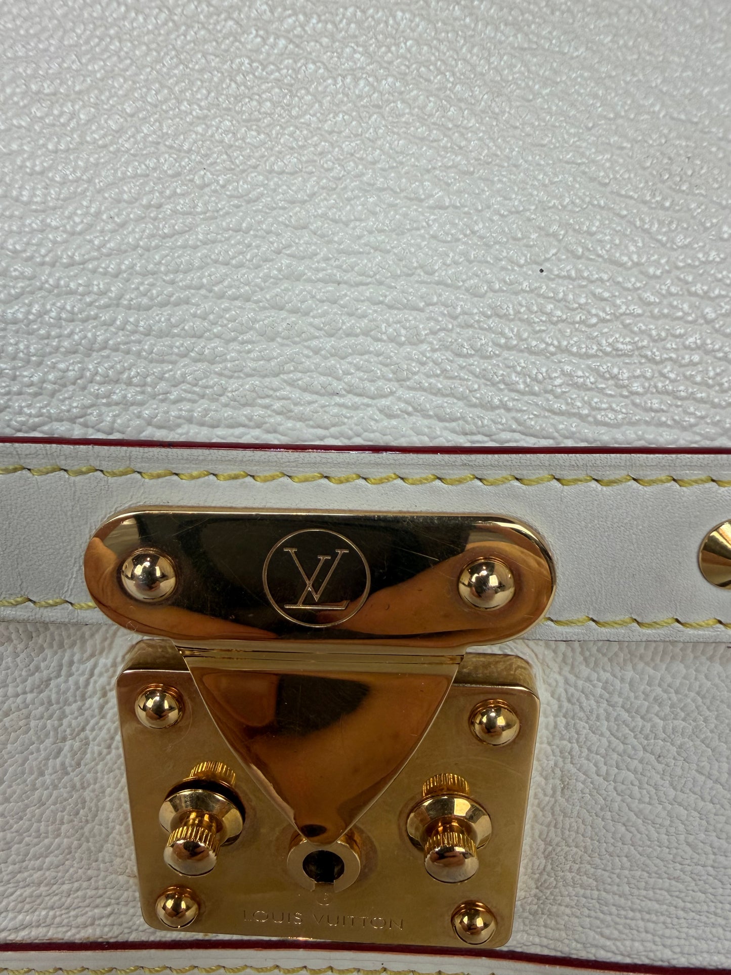 Louis Vuitton White Ivory Leather Gold Studded "Suhali Le Talentueux" Flap Shoulder Bag