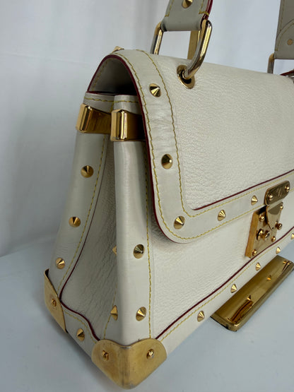 Louis Vuitton White Ivory Leather Gold Studded "Suhali Le Talentueux" Flap Shoulder Bag