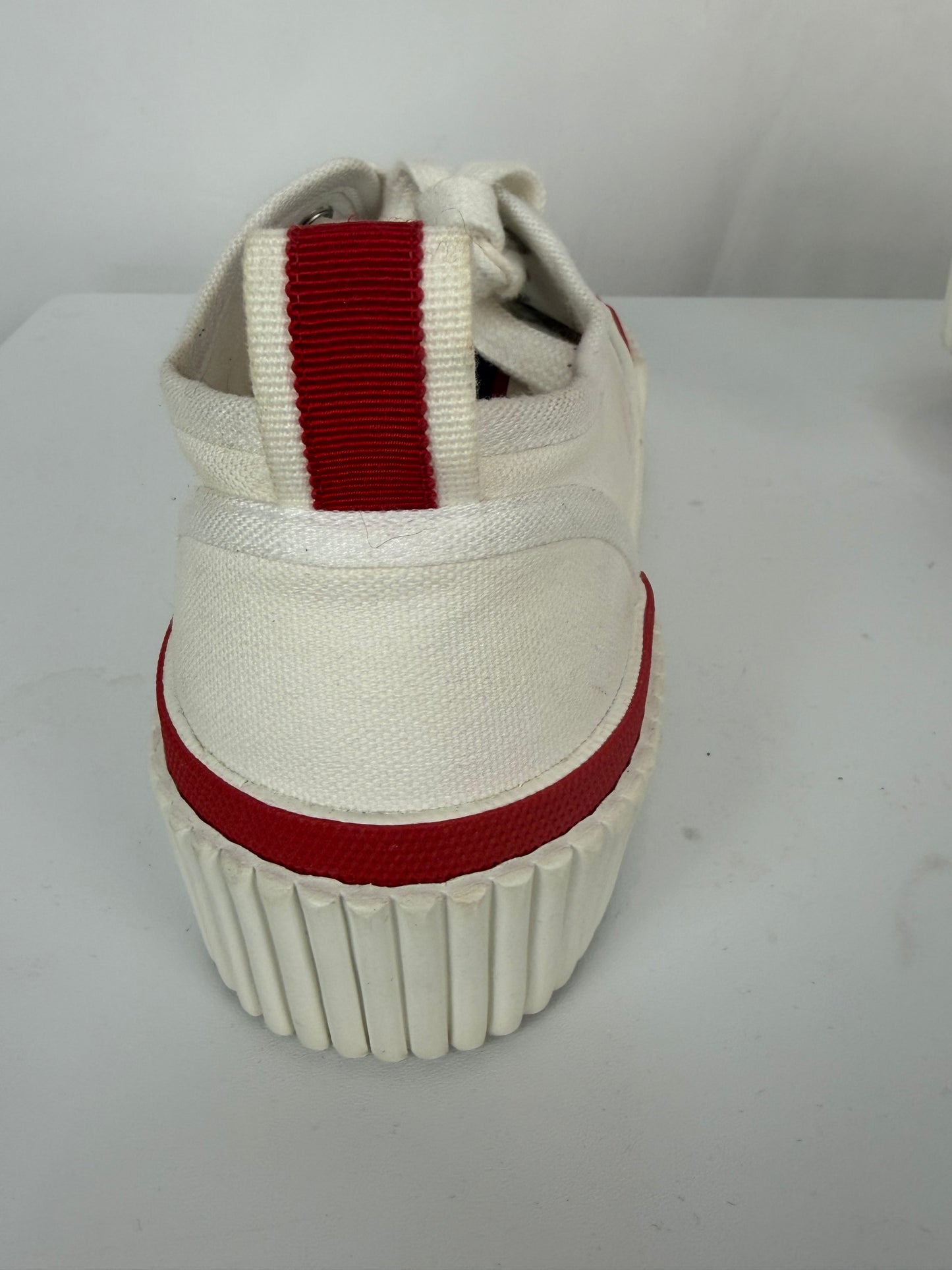 Christian Louboutin White Red Trim "Super Pedro" Platform Sneakers