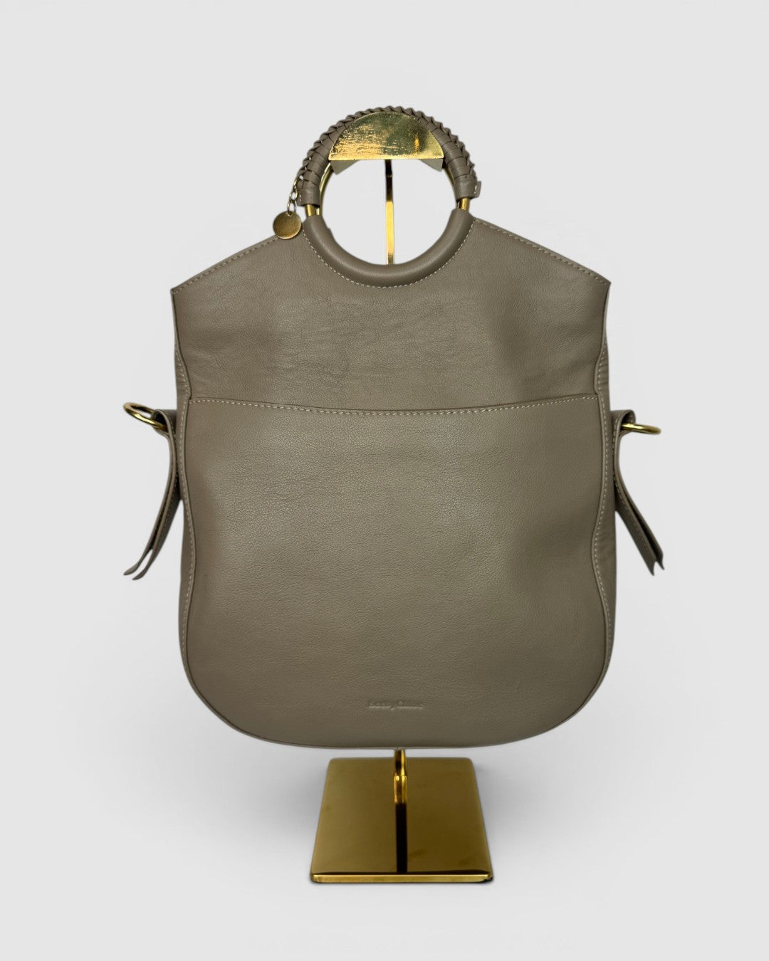 See By Chloe Taupe Leather Gold Hardware Ring Handle Bag