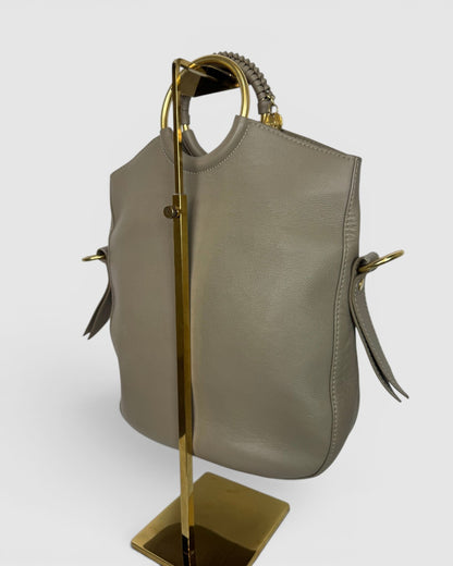 See By Chloe Taupe Leather Gold Hardware Ring Handle Bag