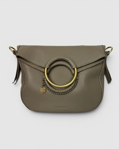 See By Chloe Taupe Leather Gold Hardware Ring Handle Bag