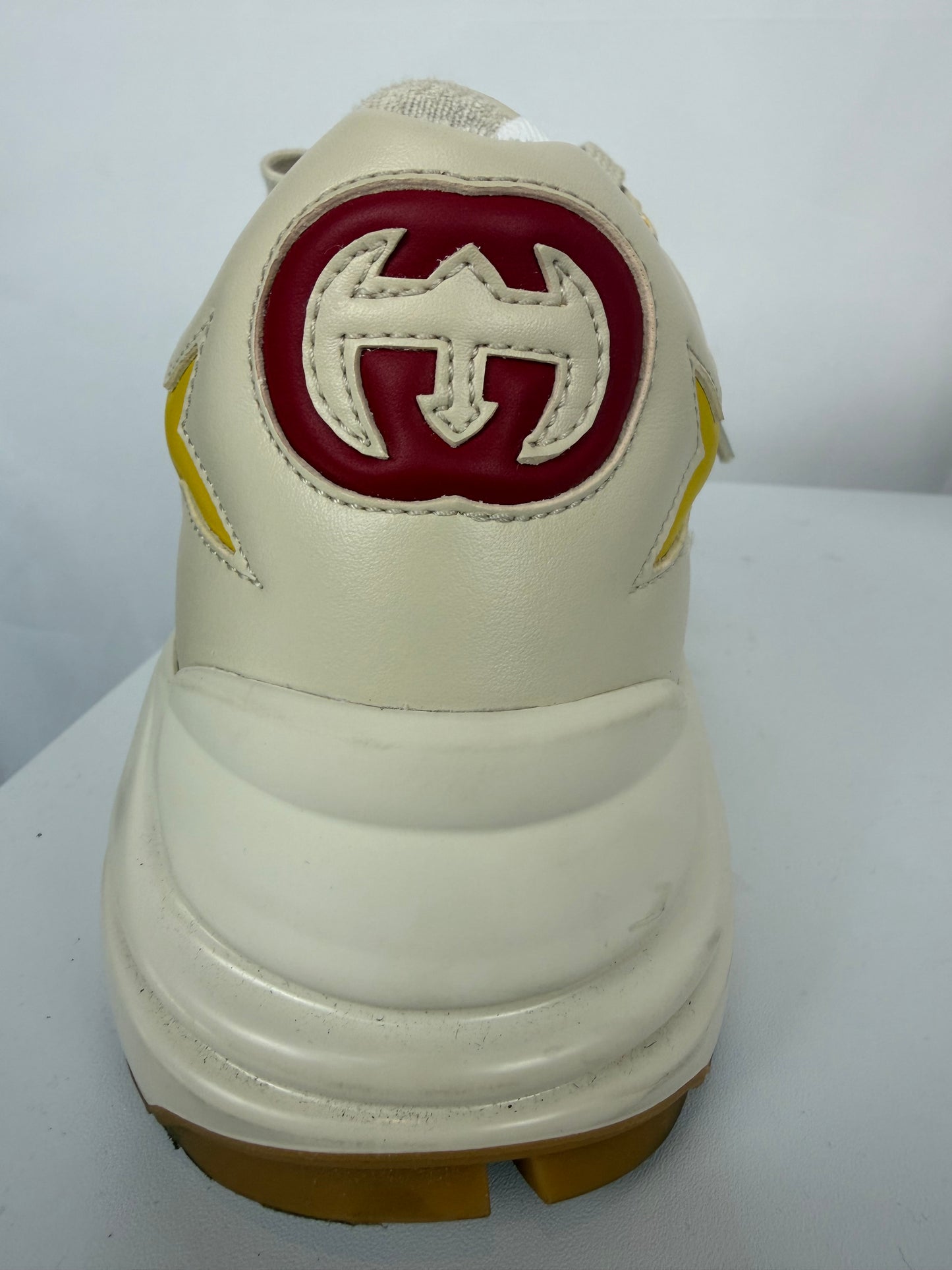 Gucci Ivory Leather "Rhyton Yellow Star" Sneakers