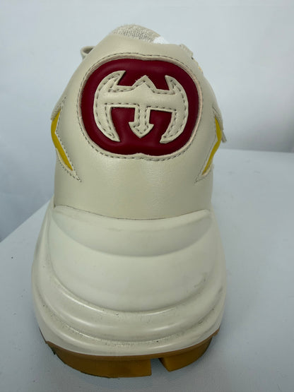 Gucci Ivory Leather "Rhyton Yellow Star" Sneakers