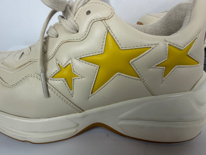 Gucci Ivory Leather "Rhyton Yellow Star" Sneakers