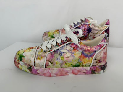 Christian Louboutin Satin Multi Floral "Vieira Orlato" Sneakers
