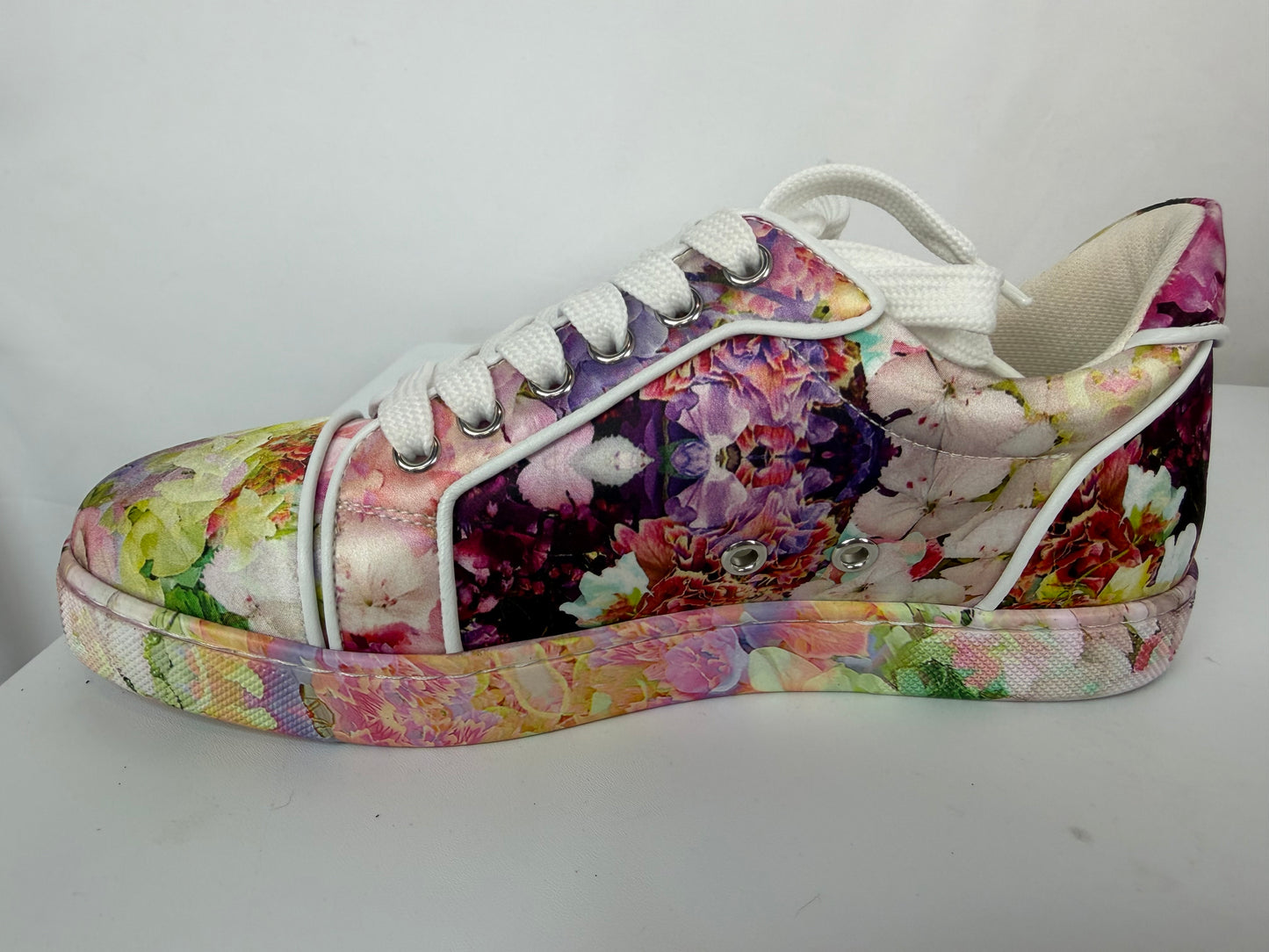 Christian Louboutin Satin Multi Floral "Vieira Orlato" Sneakers