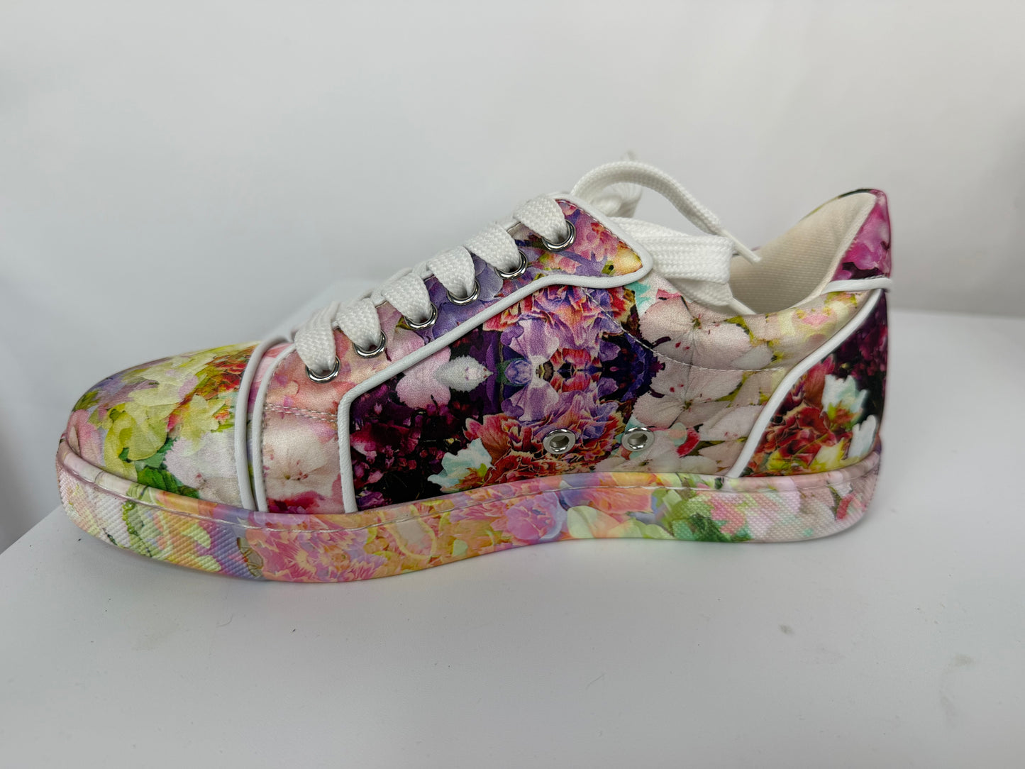 Christian Louboutin Satin Multi Floral "Vieira Orlato" Sneakers