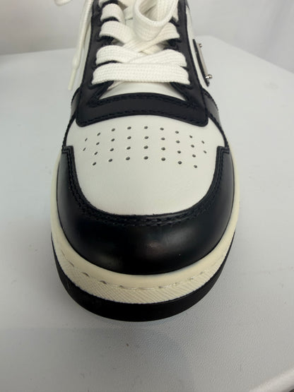 Prada White & Black "Downtown" Logo Lace Up Sneakers